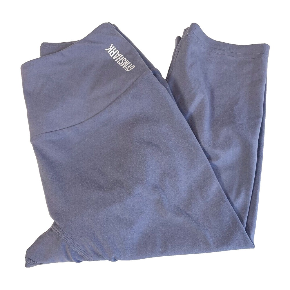 Gymshark Cropped Seamless Leggings Womens S Blue‎ Athletic Workout Yoga Gym